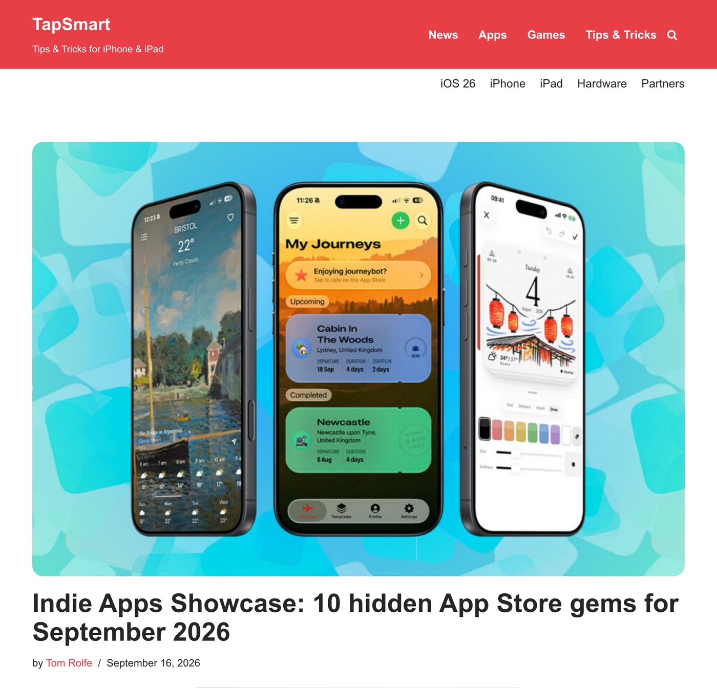 The TapSmart article, its header and title